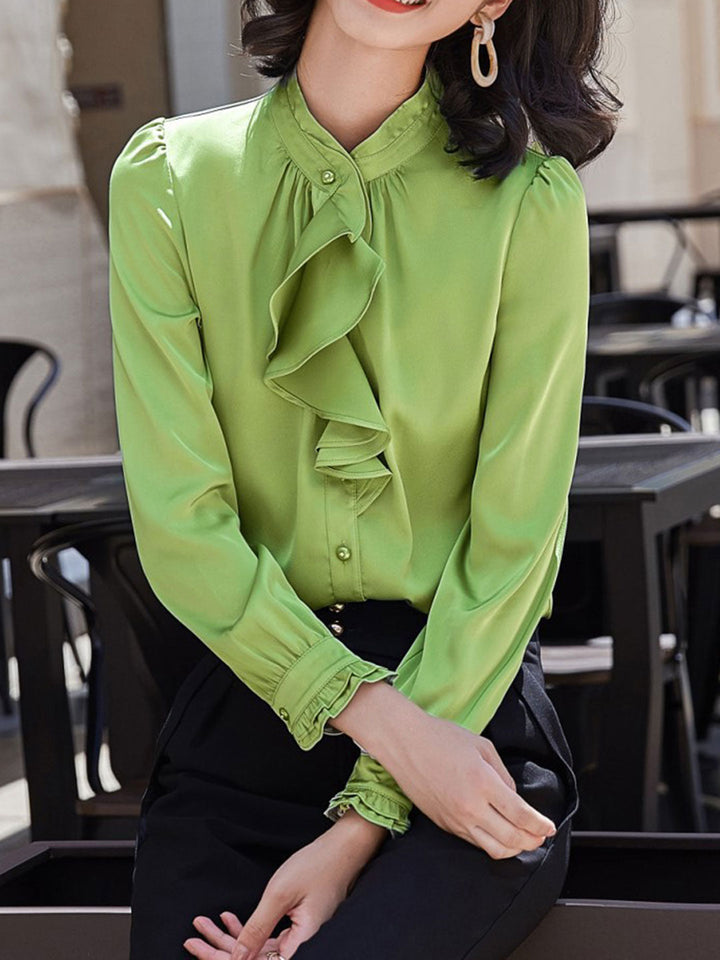 Gwen | Chic Ruffle Collar Chiffon Blouse for Elegant Style