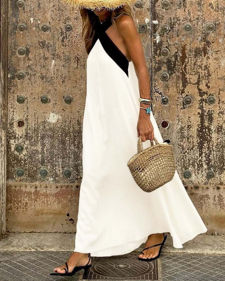 Camille | Elegant Maxi Cross Neck Dress for Special Occasions