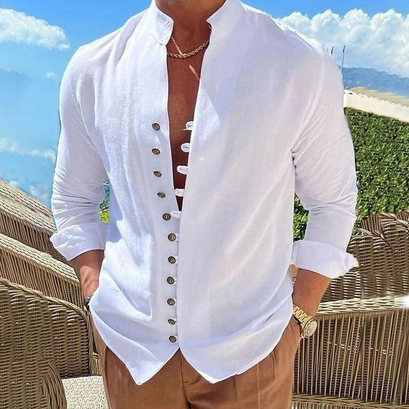 Benjamin | Cotton Linen Shirt with Long Sleeves for Men