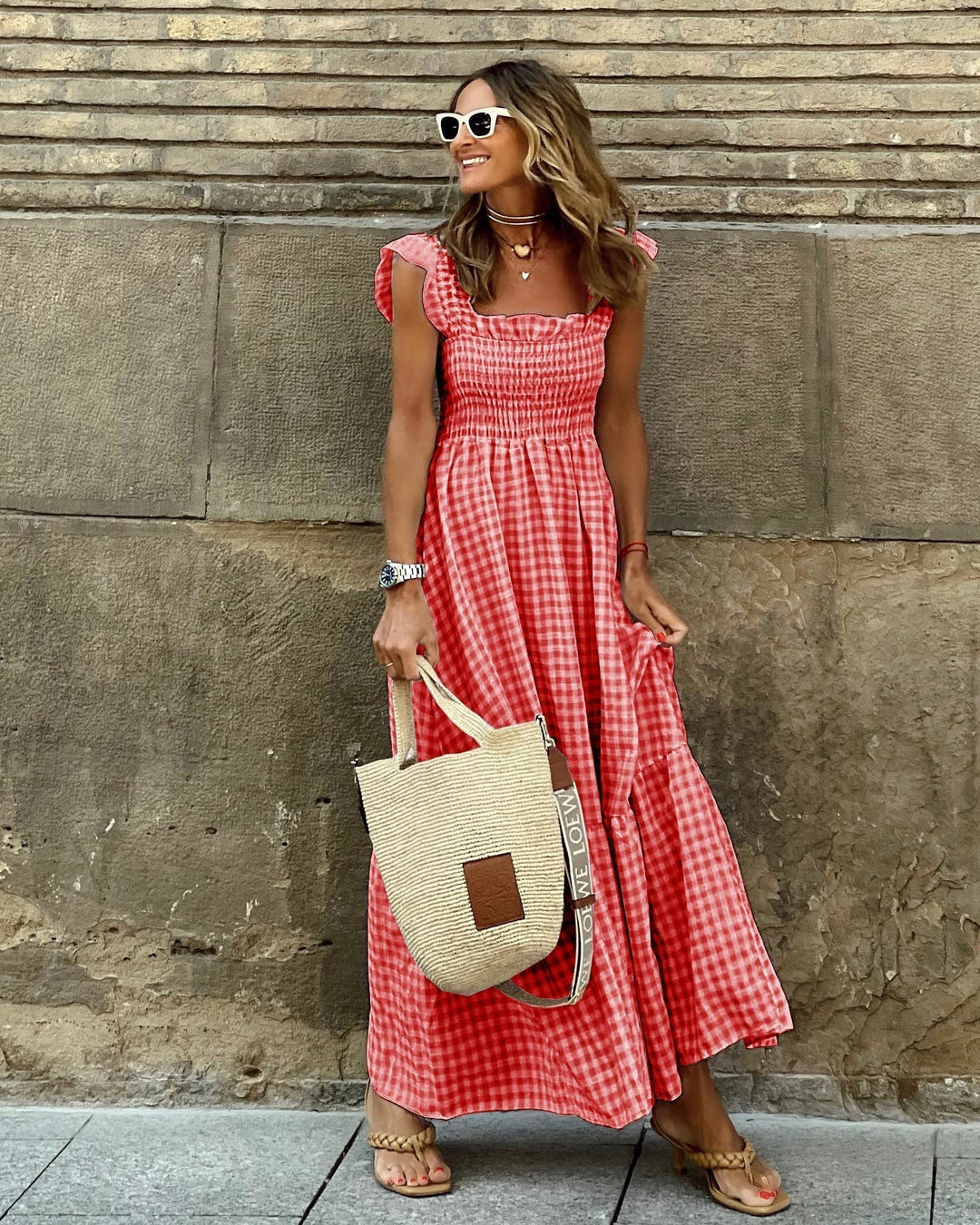 Christine | Elegant Sleeve Smocked Maxi Dress