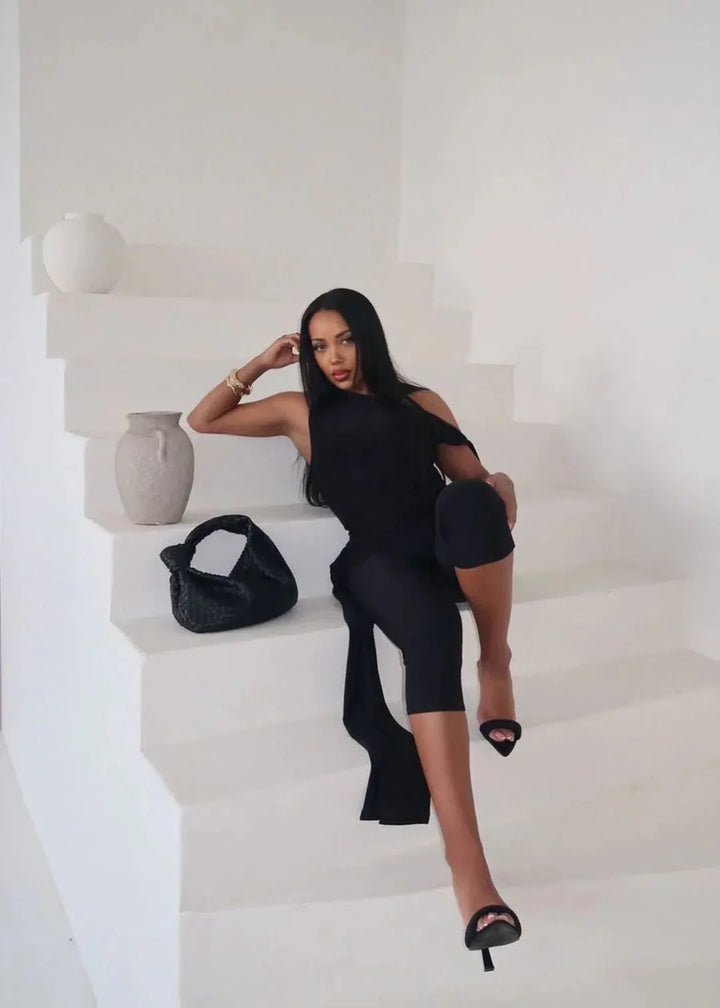 One Shoulder Knot Detail Top & Capri Pants Co-Ord