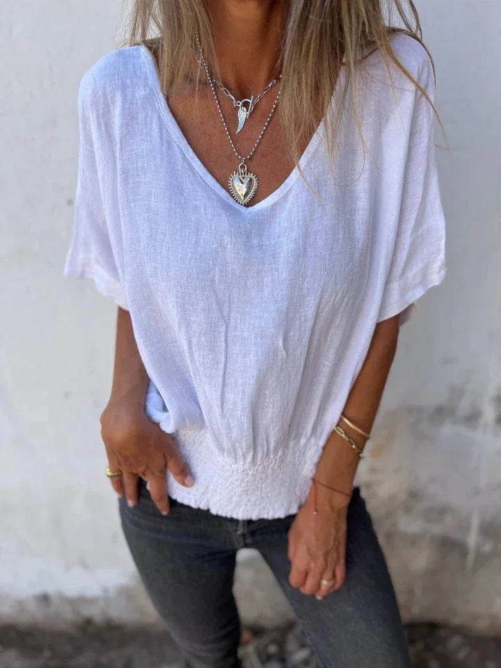 Projet | Elegant V-neck Cotton Linen Top