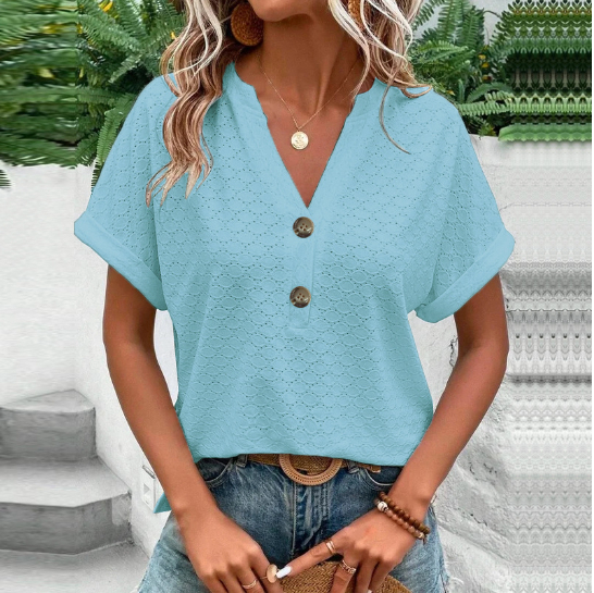 Michelle | Stylish Short-Sleeve Blouse with Buttons for Women