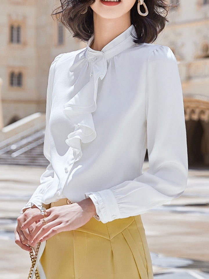 Gwen | Chic Ruffle Collar Chiffon Blouse for Elegant Style