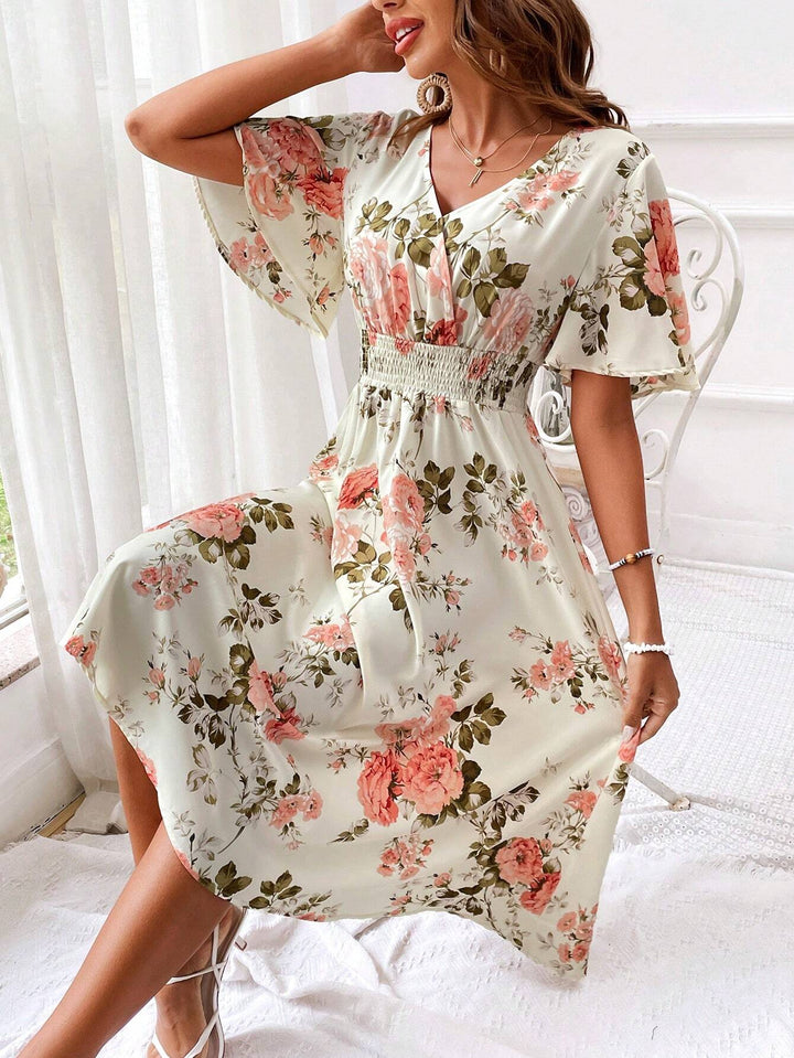 Edith | Stylish Floral V-Neck Dress