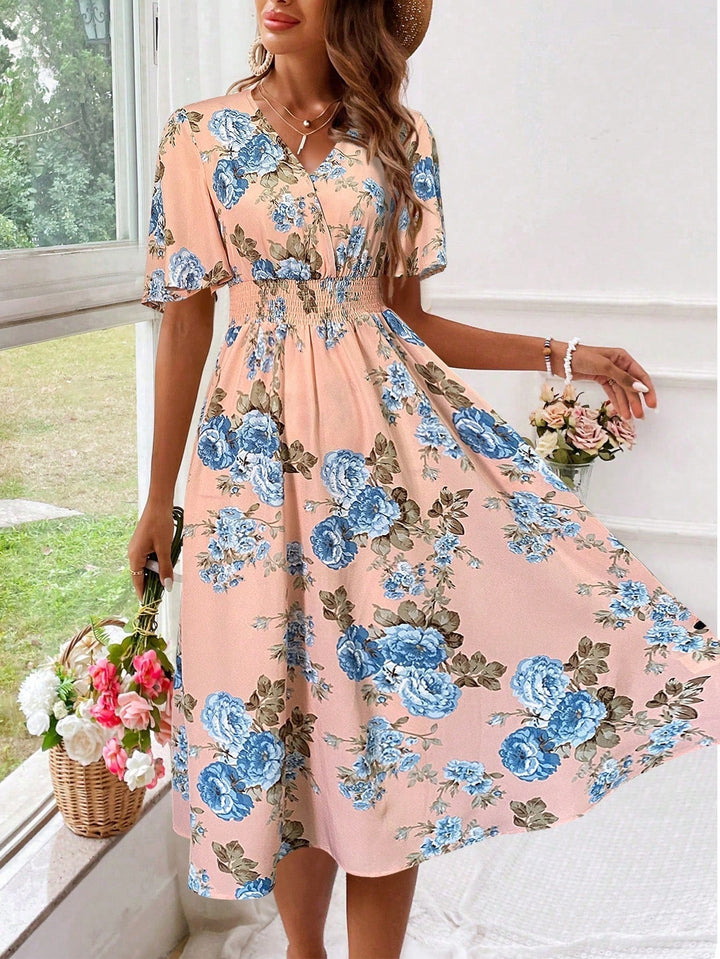 Edith | Stylish Floral V-Neck Dress
