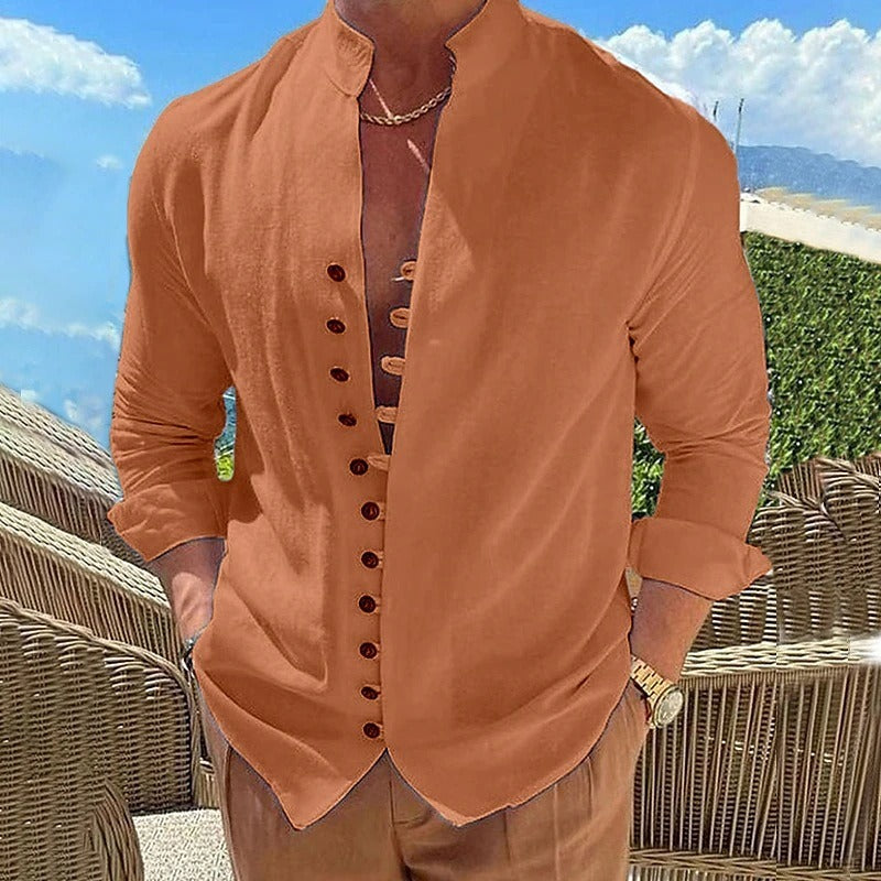 Benjamin | Cotton Linen Shirt with Long Sleeves for Men