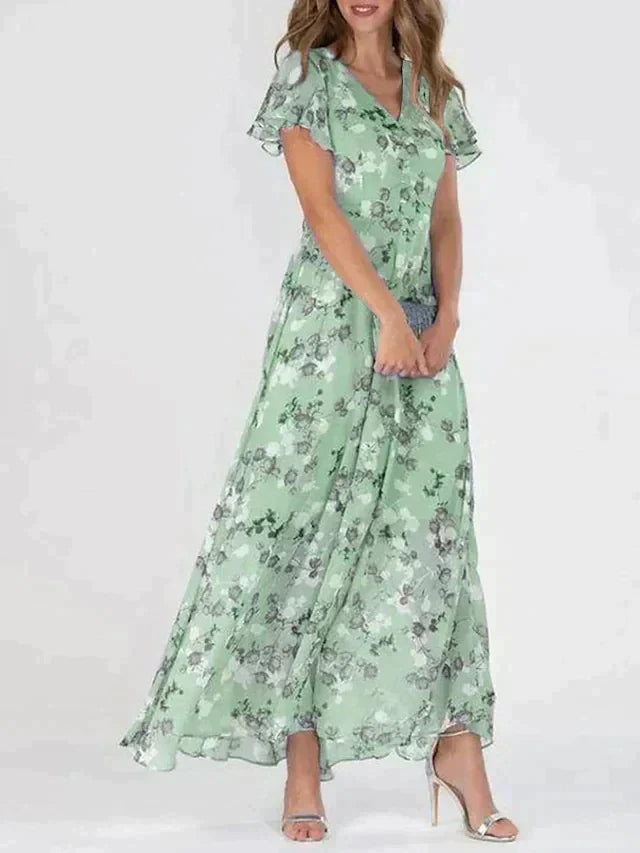 Marit | Elegant Floral V-Neck Maxi Dress