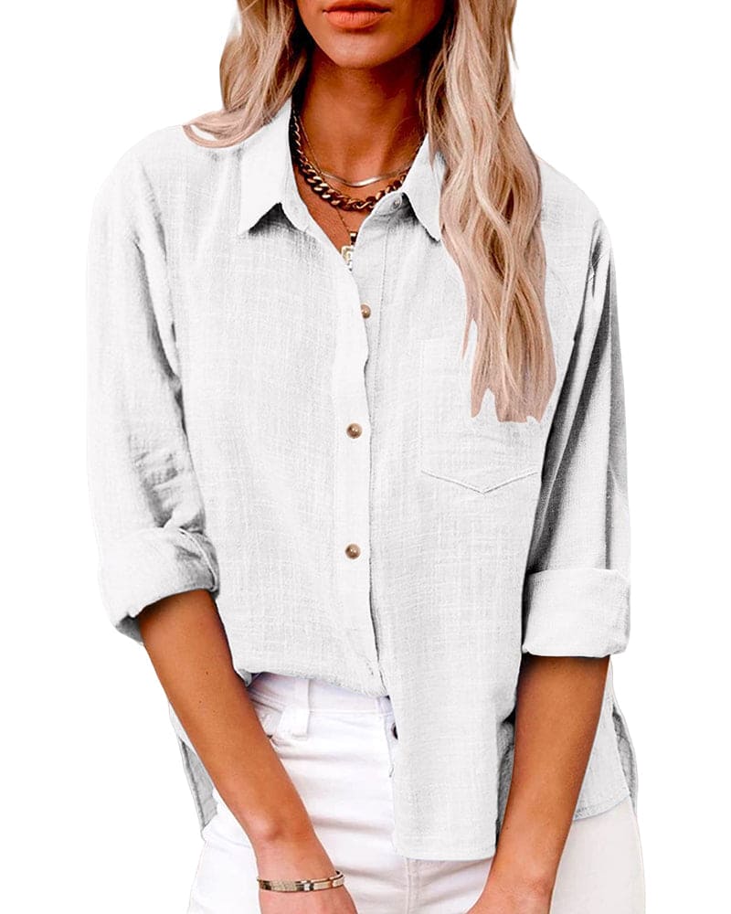 Virginia | Elegant Long Sleeve Linen Shirt for Women