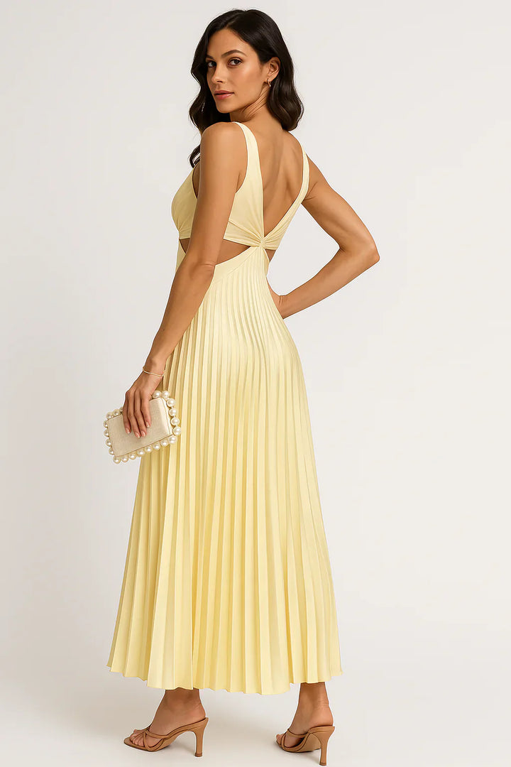 Sanne | Elegant Pleated Satin Midi Dress