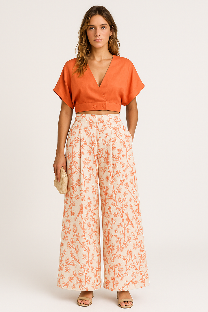 Crop Top and Palazzo Pants Set – Two-Piece