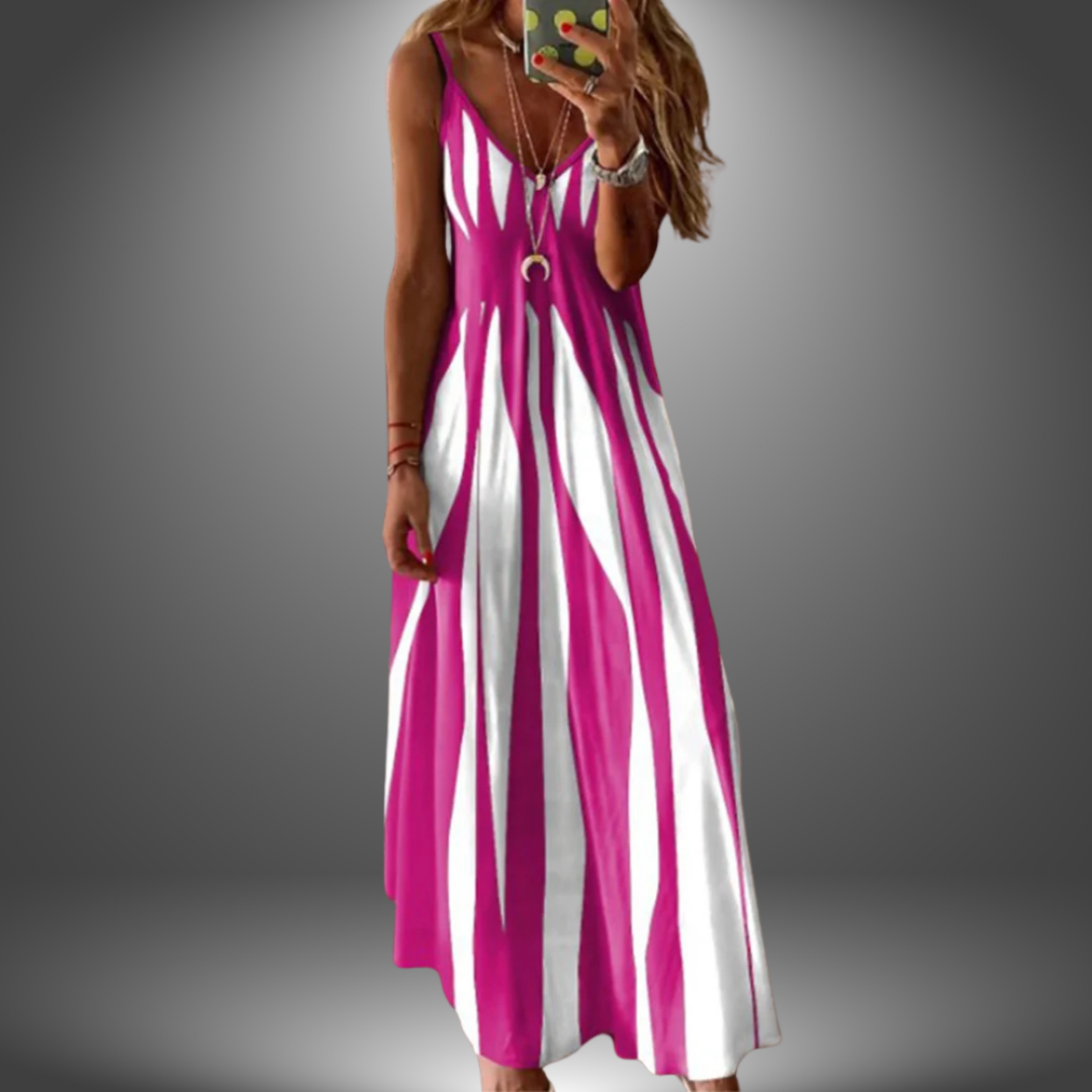 Brianna | Elegant Striped Sleeveless Maxi Dress for Effortless Style
