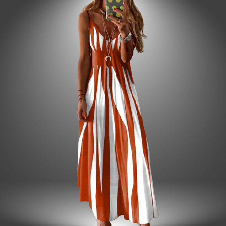 Brianna | Elegant Striped Sleeveless Maxi Dress for Effortless Style