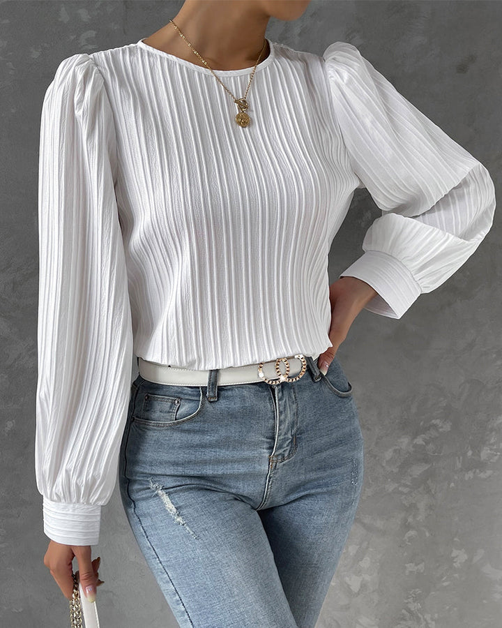Hannah | Pleated Blouse with Elegant Lantern Sleeves