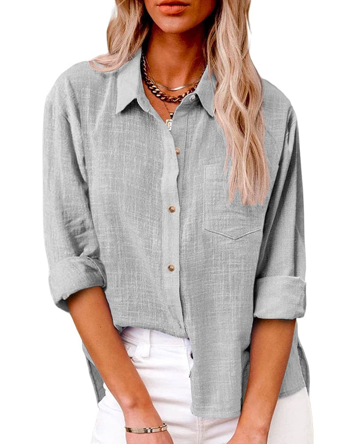 Virginia | Elegant Long Sleeve Linen Shirt for Women