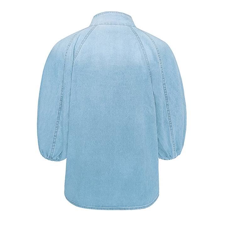 Destiny | Women's blouse with stand-up collar, feminine bow detail & modern balloon sleeves - stylish blouse for an elegant look