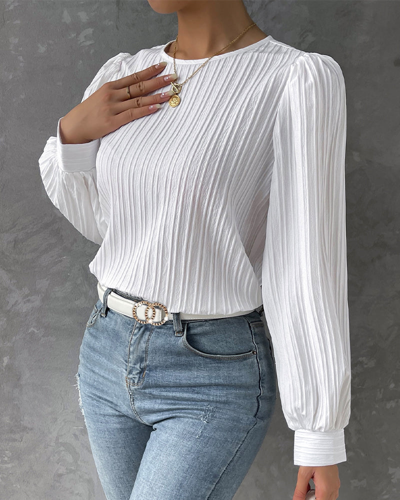 Hannah | Pleated Blouse with Elegant Lantern Sleeves