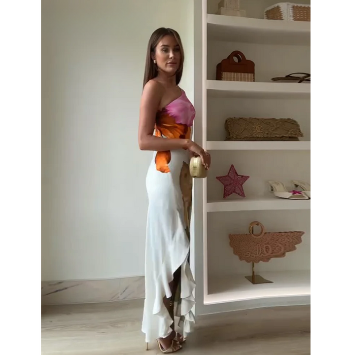Hannah | Elegant Floral One-Shoulder Maxi Dress