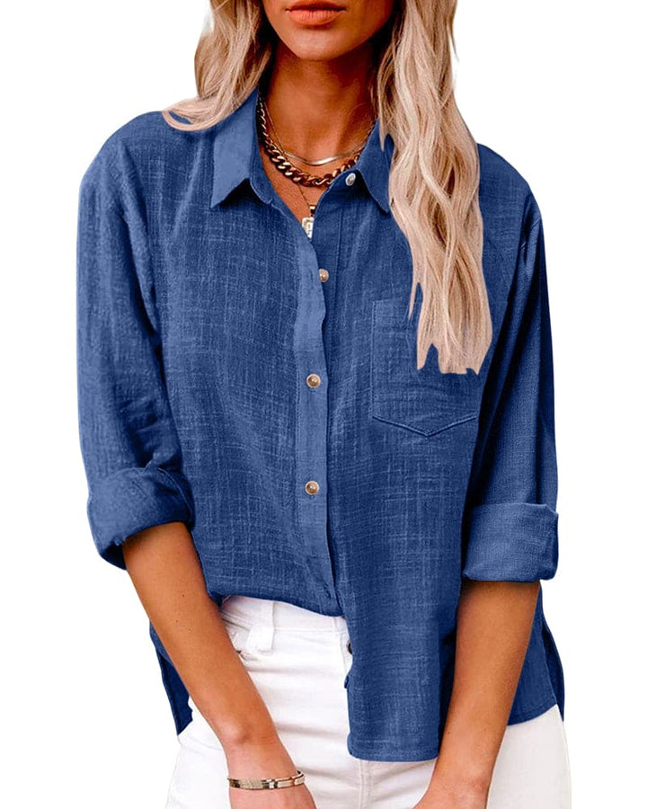 Virginia | Elegant Long Sleeve Linen Shirt for Women