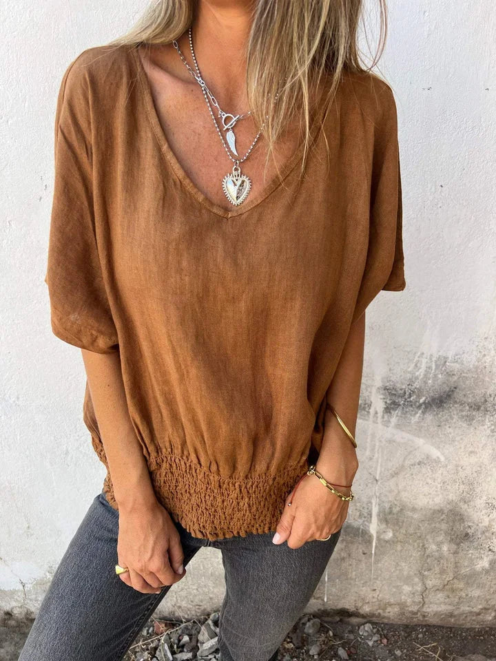 Projet | Elegant V-neck Cotton Linen Top