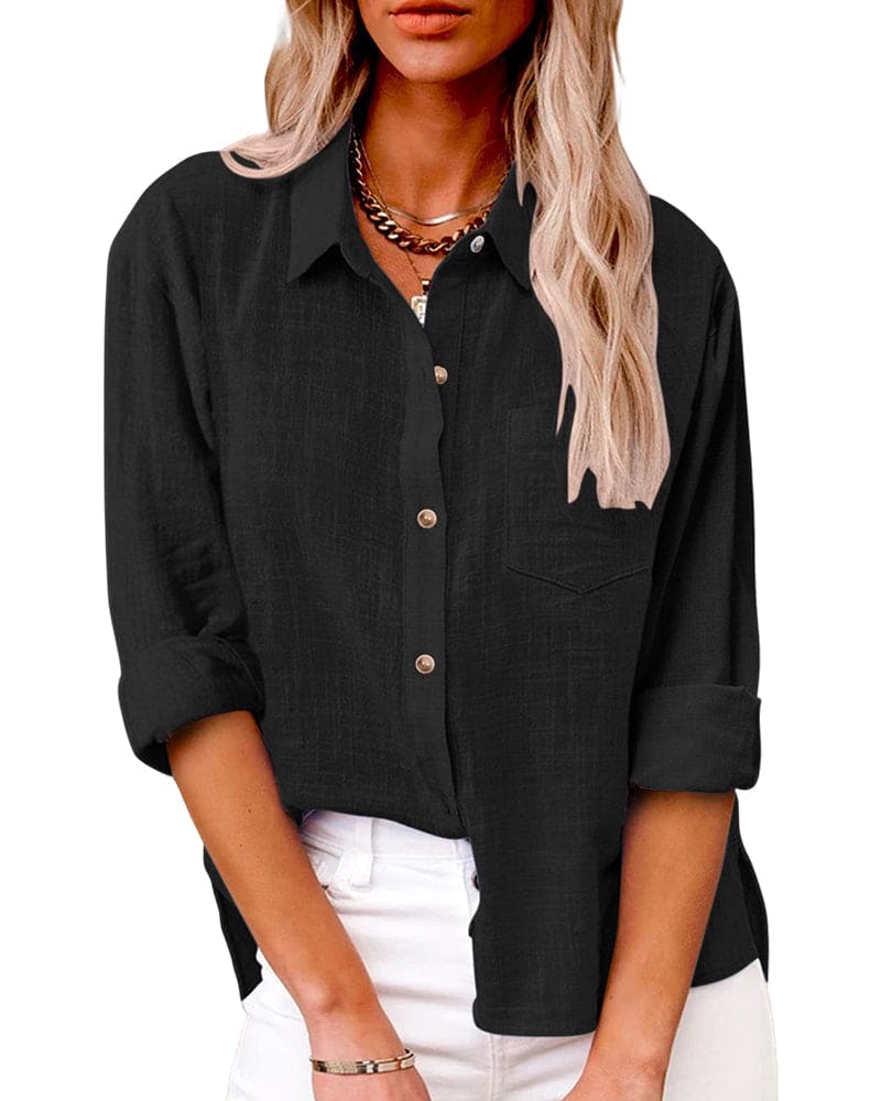 Virginia | Elegant Long Sleeve Linen Shirt for Women