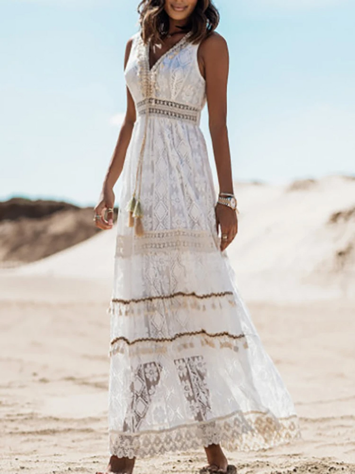 Margot | Vintage Boho Drawstring Maxi Dress