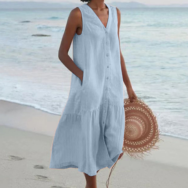 Sheila | Elegant Button-Down Summer Dress for Comfort and Style