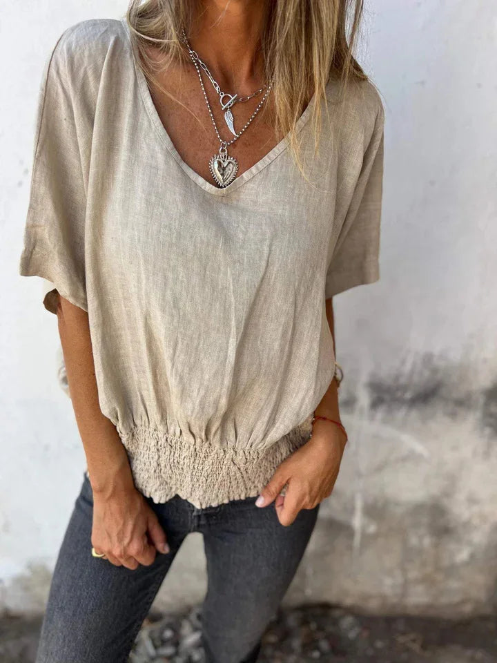 Projet | Elegant V-neck Cotton Linen Top