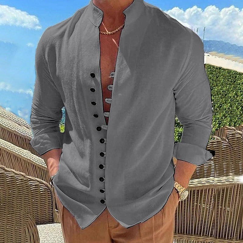 Benjamin | Cotton Linen Shirt with Long Sleeves for Men