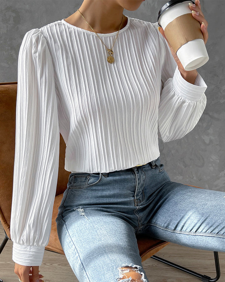 Hannah | Pleated Blouse with Elegant Lantern Sleeves