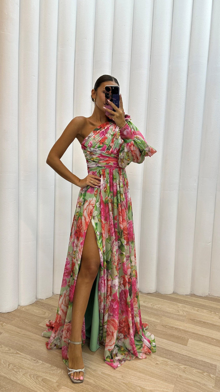 Whitney | Elegant Flowy Shoulder Dress for Summer Events