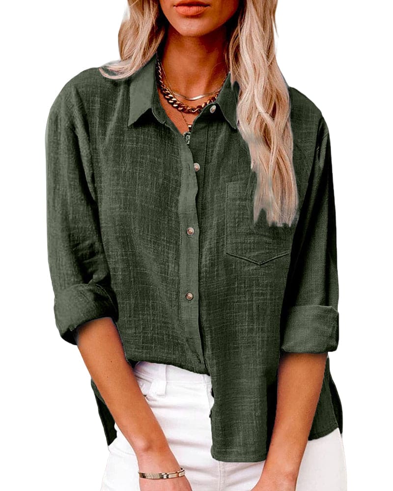 Virginia | Elegant Long Sleeve Linen Shirt for Women