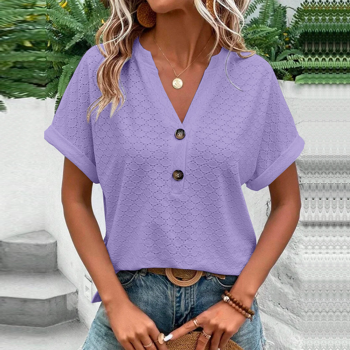 Michelle | Stylish Short-Sleeve Blouse with Buttons for Women