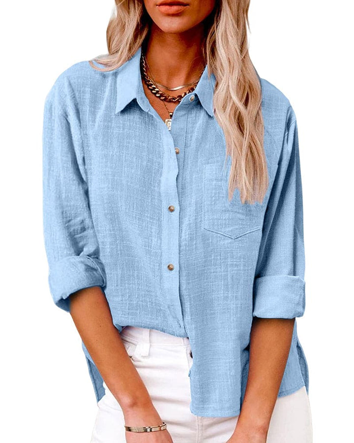 Virginia | Elegant Long Sleeve Linen Shirt for Women