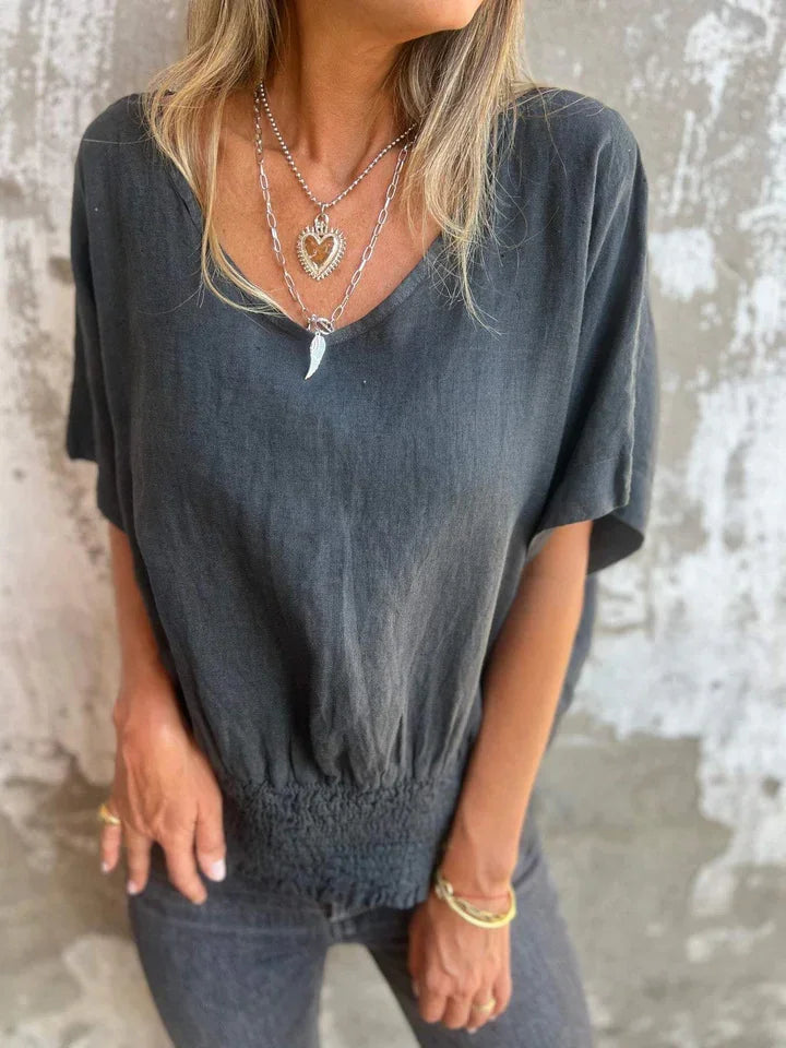 Projet | Elegant V-neck Cotton Linen Top