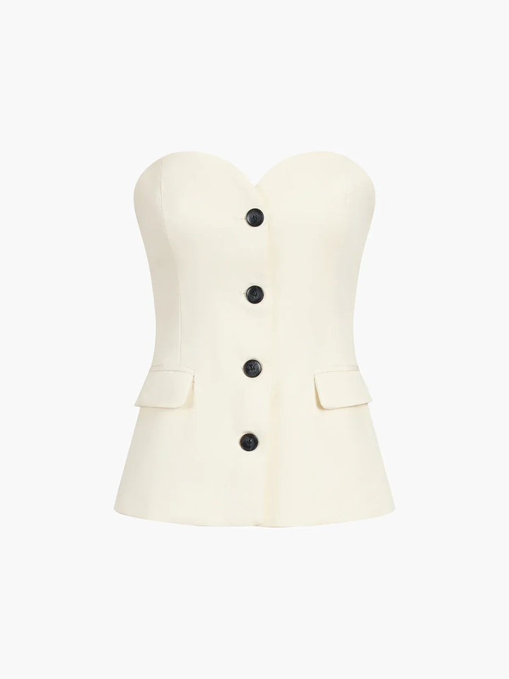 Solid Tube Top With Wide Leg Pants Set