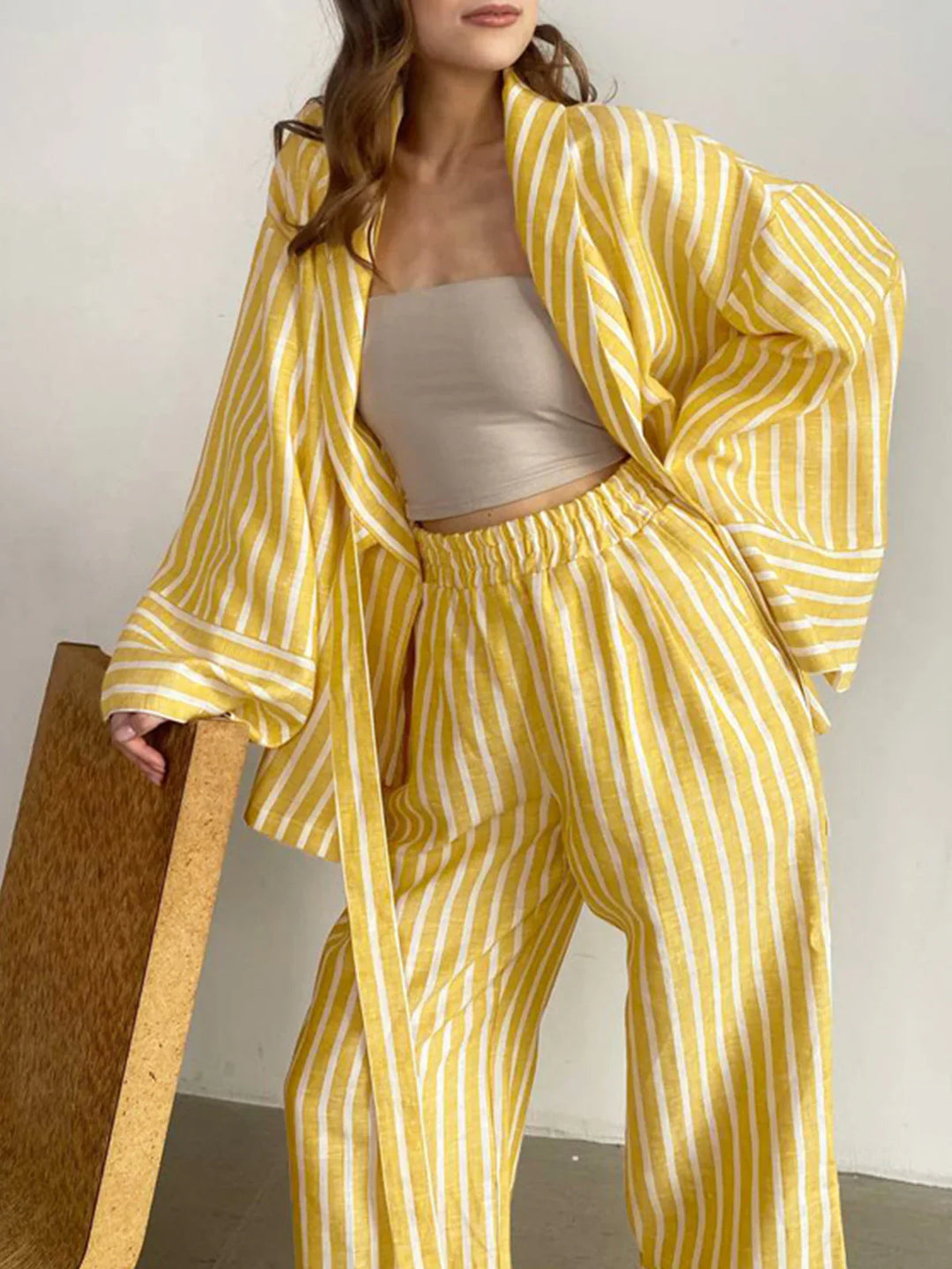 Oversized Knotted Striped Outfit