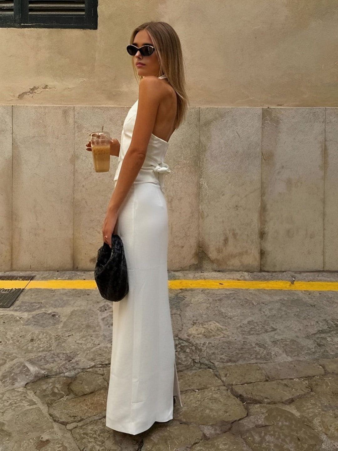 Backless V-Neck Halter & Maxi Skirt Set