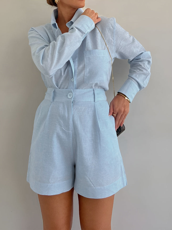 Cotton-Blend Loose Shorts Set