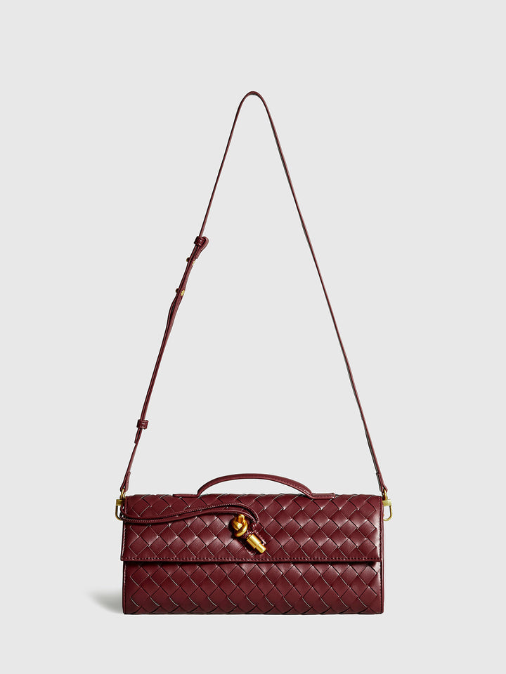 Woven Flap Shoulder Clutch Bag
