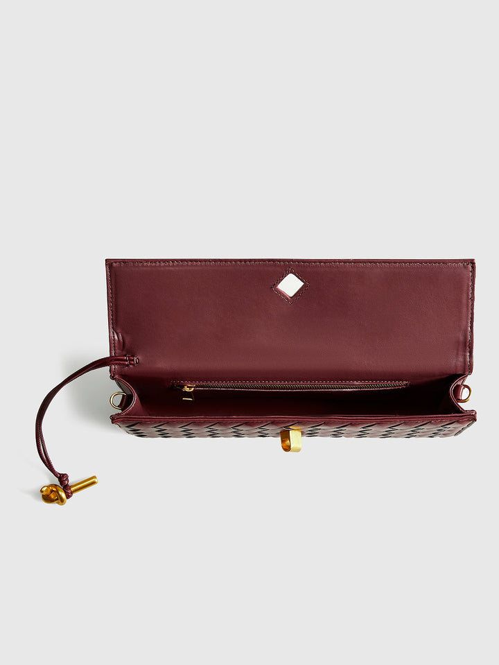 Woven Flap Shoulder Clutch Bag