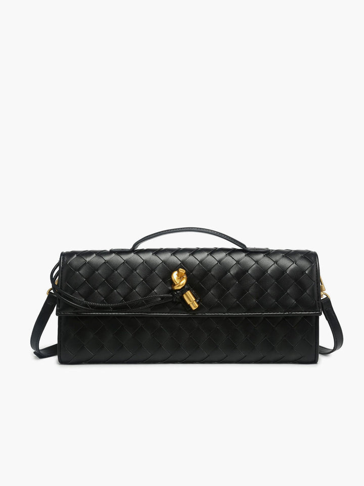 Woven Flap Shoulder Clutch Bag