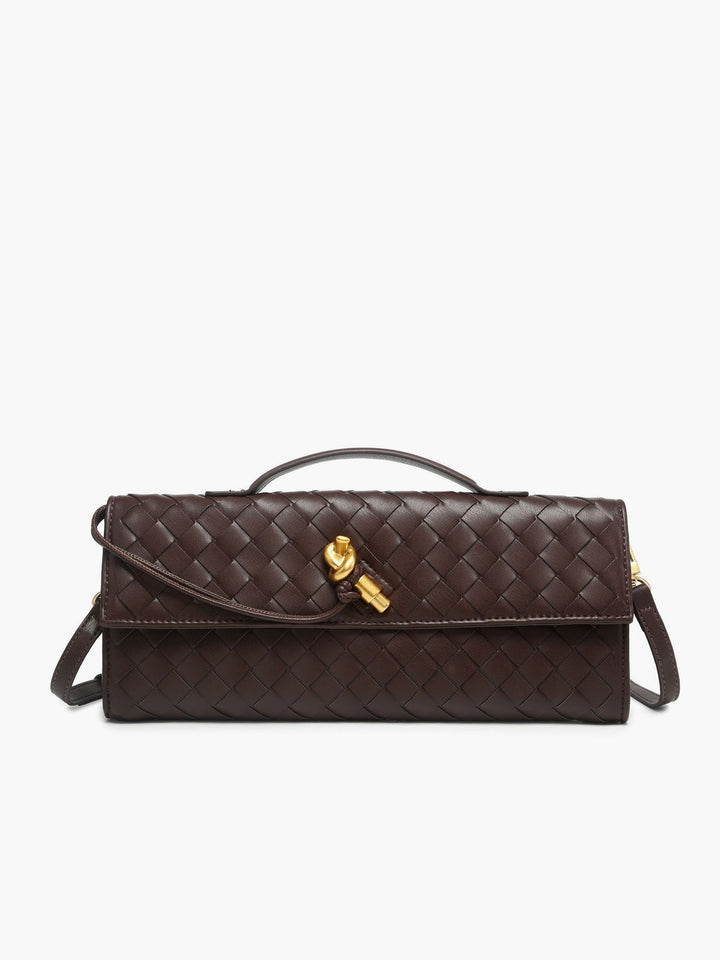 Woven Flap Shoulder Clutch Bag