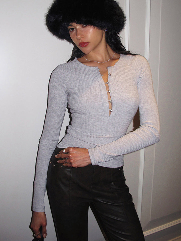 Virginia | Stylish Crop Top with Decorative Buttons