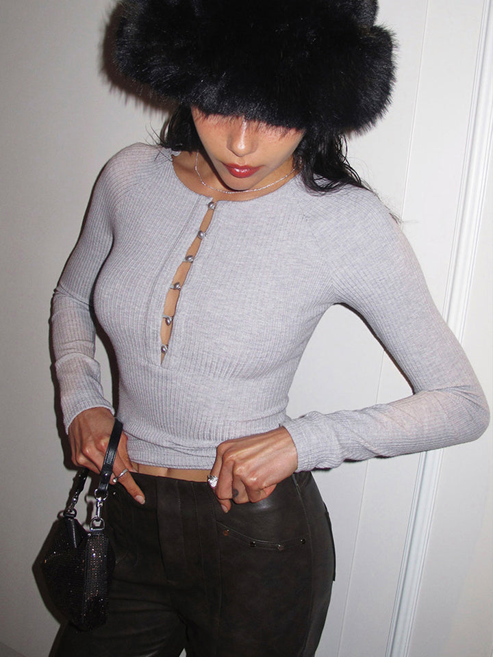 Virginia | Stylish Crop Top with Decorative Buttons