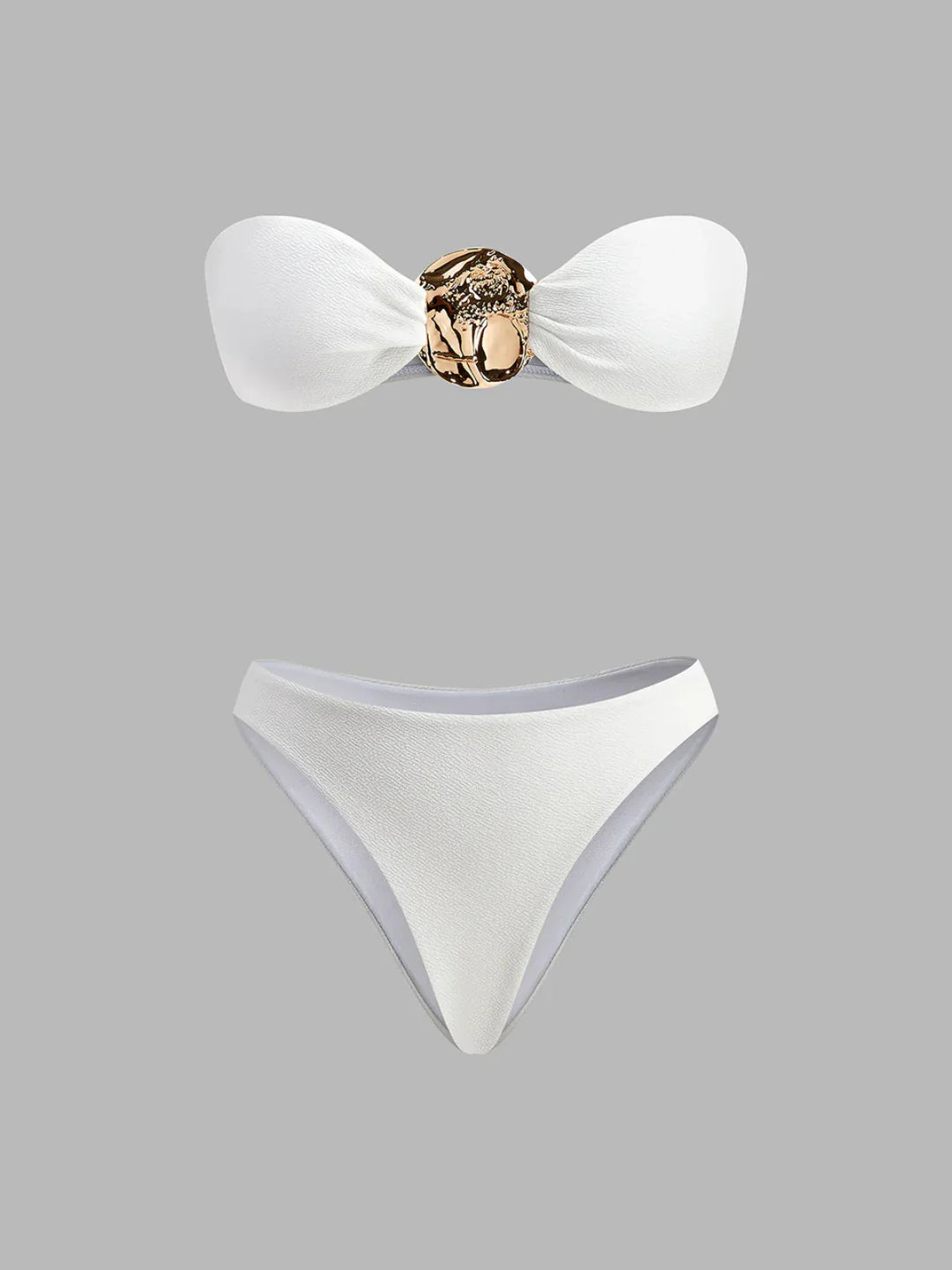Gold Detail Three-piece Bikini With Cover-Up set