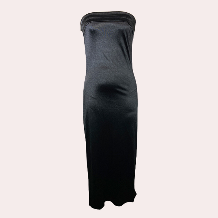 Courtney | Elegant Strapless Long Satin Look Dress