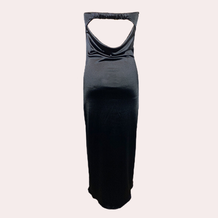 Courtney | Elegant Strapless Long Satin Look Dress