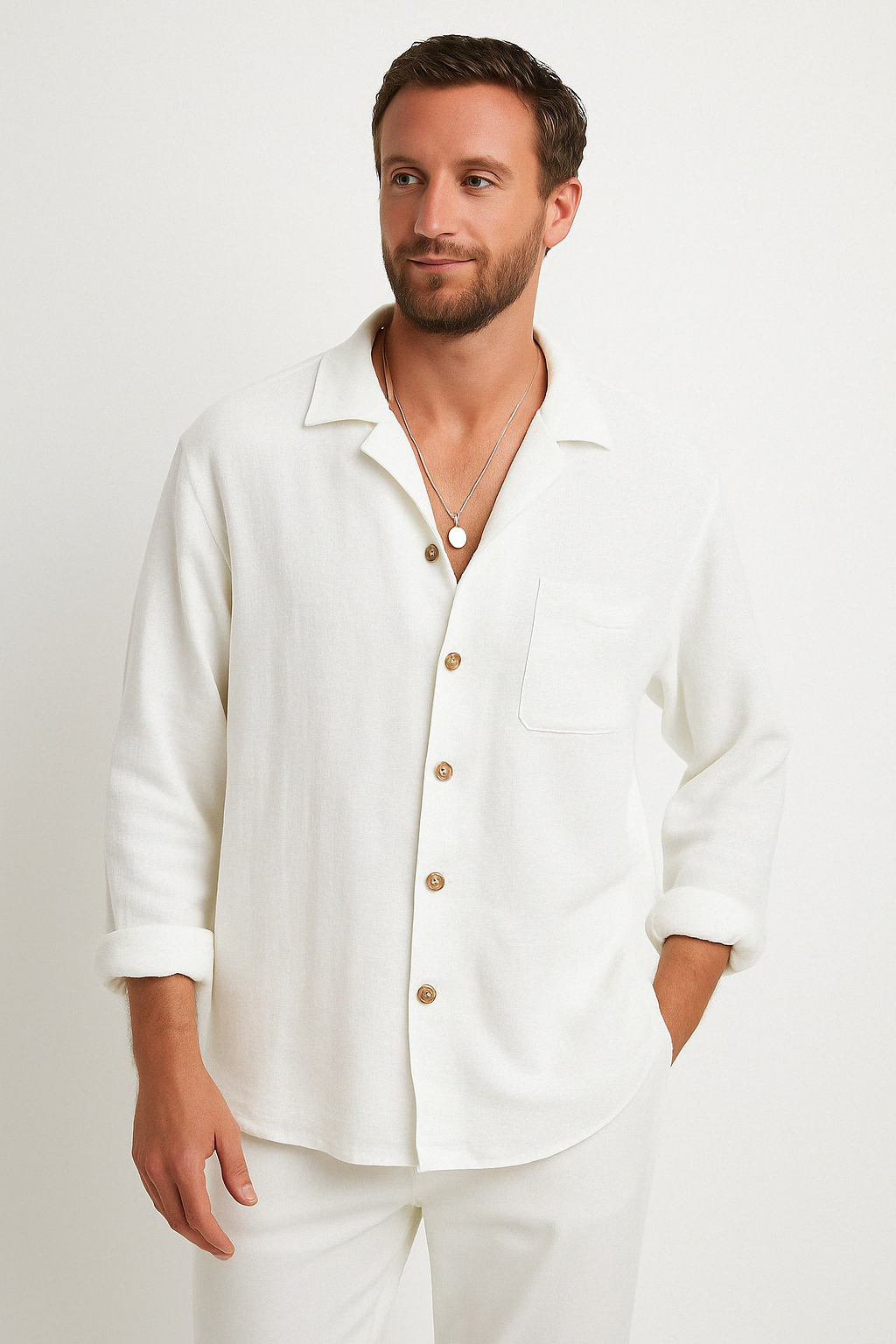 Reid | Casual Long Sleeve Cotton Linen Blend Shirt - Relaxed Fit