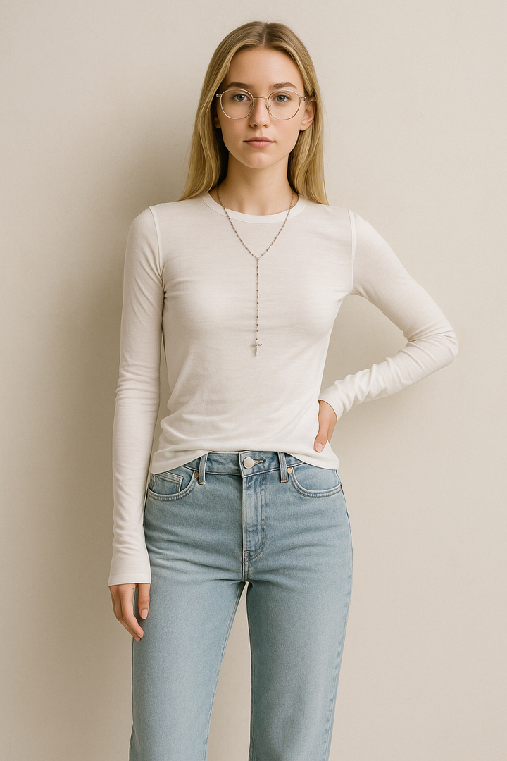 Evelyn | Women’s Long Sleeve Top – Stylish Slim Fit – Stretch Cotton Blend